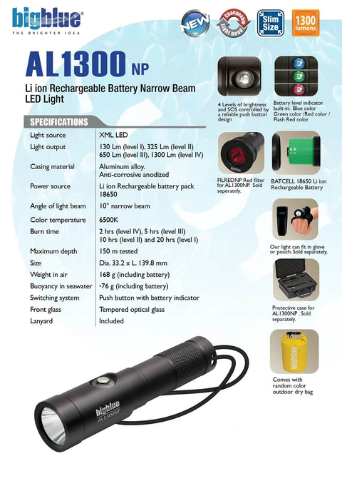 1300 Lumen Narrow Beam Go To Dive Light For Scuba And Underwater Adventure Great For Night Dives And Wreck Dives Durable Construction