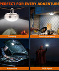 Magnetic Tent Light With 2000mAh Battery, LED Camping Lantern For Hiking, Power Outages, And Emergencies shown in various uses