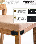 Hella Strong Black Steel Mending Plates For Patching Wood Furniture And Fence Repair This Badass Double Wide Brace Bracket Set Delivers Serious Grip With Screws Included In A Six Pack Bundle That Just Works, shown attached to a chair in two size options.
