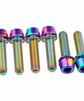 Lightweight Titanium M5x20mm Hex Bolts With Washer For Bicycle Stem Pack Of 6 Colorful Colorways, Grade 5 6AL4V Titanium Alloy