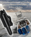 Trim Tab Actuator Beefy Heavy Duty Short Replacement For Boats 12V With Two And A Quarter Inch Stroke Ten Point Eight Inch Overall Length Six Foot Cable Five Sixteenths Inch Mounting Hardware Replaces 15057 001 And 20402 001 on a boat in action