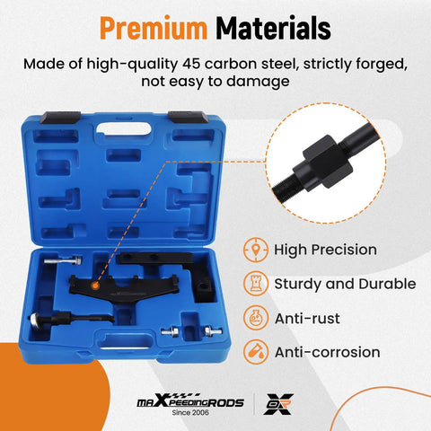 Mini Cooper Camshaft Locking Tool And Timing Chain Tool Set in blue case, high-quality carbon steel, 2002-2008 models