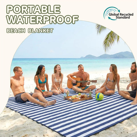 Oversized Waterproof Sandproof Beach Blanket For Picnics And Outdoor Adventures Extra Large 80x80 Inch Foldable Rug on beach