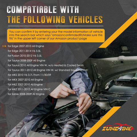 Mechanic checking alternator compatibility with Ford models, featuring text list of compatible vehicles and ZoneKing logo.