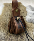 Close-up of pouch from Six Piece Renaissance Belt Set with Pouch Sword Frog Horn Holster Skirt Clip and Medieval Accessories.