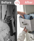 Clothes Closet Organizer 4 Pack Gray Stackable Jeans Pants Drawer Storage Before and After Space Saving Wardrobe System