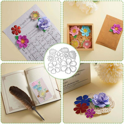 Dope 14 Piece Flower Leaves Metal Cutting Dies Set with 14 Styles for DIY Crafts and Scrapbooking projects, carbon steel materials