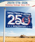 Patriotic Outdoor Flag Commemorating the USA 250th Anniversary With God Bless America and Liberty Symbols, Double Sided 3x5 ft Yard Flag