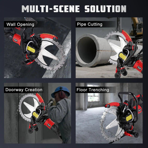 Yuchengtech 16 Inch Ring Saw 8980W Toroidal Electric Concrete Cutter used for wall opening, pipe cutting, doorway creation, and floor trenching.