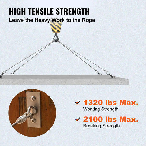 One Eighth Inch 500 Ft Stainless Steel Wire Rope Cable 316 Marine Grade for high tensile strength demonstration