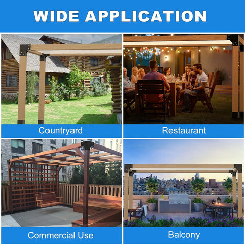 4x4 Pergola Bracket Kit 8 Pack With 3 Way Right Angle Corner Brackets And Post Base Galvanized Steel in various outdoor settings