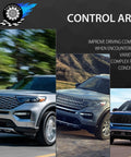 SUV driving through diverse terrains, showcasing performance enhancements from control arm upgrade.