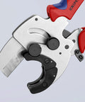 Heavy Duty PVC Pipe Cutter With Adjustable Pipe Supports For 26 To 40 mm Plastic And Composite Pipes, Ratchet Cutting In Multiple Strokes