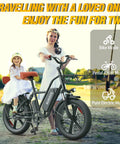 Two Seater Fat Tire Electric Bike With 1000W Peak Motor Up To 60 Mile Range Large Removable Battery 20 Inch All Terrain E Bike For City Commutes And Weekend Rides, adult and child riding