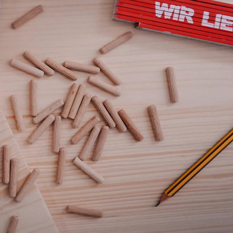 Heavy Duty Xxl Wood Dowels 10X40Mm For Furniture Assembly, pack of 400, solid beech wood connectors on wooden surface.