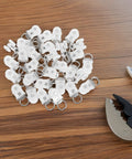 30 Pcs Heavy Duty Double Wheel Curtain Track Rollers Providing A Slam Dunk Upgrade With Durable Alloy Plastic Build And Silent Glide For Foolproof Room Refresh laid out on wood surface with tools.