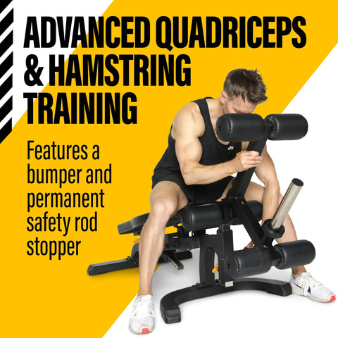 Man using Leg Lift Curl Attachment For Your Workout Bench With 200 Lb Capacity Leg Extension And Curl Combo For Home Gym