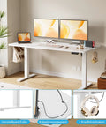Next Level Electric Height Adjustable Desk With Memory Remote Ergonomic Sit Stand Computer Table Sturdy Quiet Motor Rock Solid Large Desktop For Home Office in a modern setting with dual monitors.