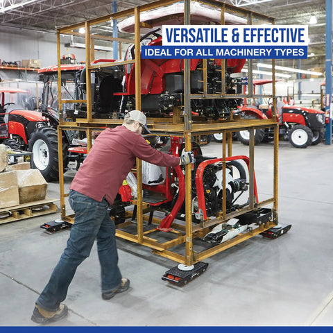 Person using Heavy Duty Machinery Mover Dolly 26,400-Lb Capacity With 8 Rollers Equipment Skates in warehouse