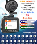 4K UHD Dash Cam With Built-In GPS And 5G WiFi For Cars featuring features and recording resolutions displayed on screen.