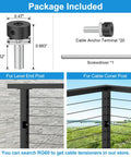 Diagram of One Eighth Inch Cable Railing End Fittings Kit 316 Stainless Steel Anchor Terminals, showing package contents and installation.