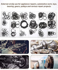 Pro Grade 225 Piece Carbon Steel C Shape External Snap Ring Kit For Industrial Shafts And Mechanical Assembly in case