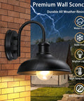 Rustic Farmhouse Outdoor Barn Lights With Curved Arms For Porch Black Matte Finish Outdoor Wall Lanterns With Industrial Charm And Weather Resistant Build For Patio And Entryway mounted on brick wall