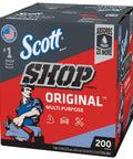 Blue Shop Towels In A Box 200 Sheets Ultra Strong Pop Up Dispenser For Auto Shops And Garages Soaks Up Grease Oils And Spills