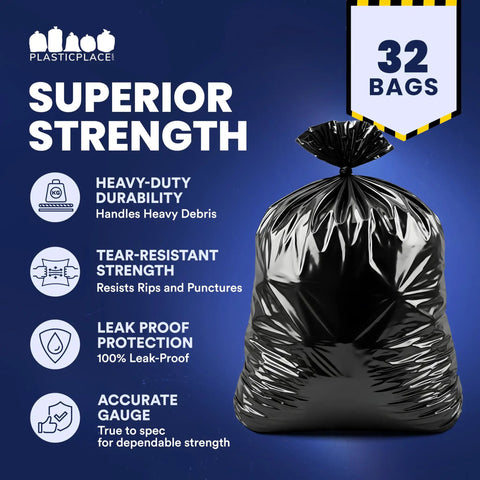 Image of 55 Gallon Heavy Duty Contractor Bags 4 Mil Puncture And Tear Resistant Trash Liners 38 X 58 Inch Built For Rough Jobs.