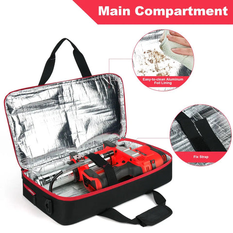 Open Grease Gun Case For Milwaukee And DeWalt Kits Portable Carrying Bag With Battery And Charger Pockets Fits 2646 20 2446 20 And DCGG571B