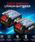 Two 21V 3.0Ah batteries for Six In One Cordless Pole Saw And Hedge Trimmer With Long Reach Telescopic Pole For Tree Trimming