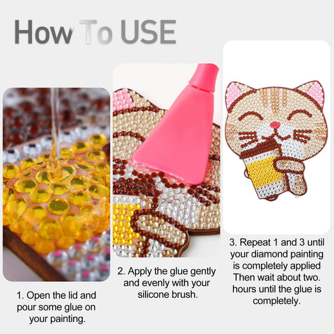 Instructional image for using Diamond Painting Sealer With Applicator Handy Diamond Painting Adhesive For Sparkle Retention And Puzzle Projects