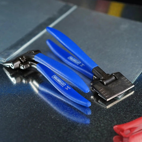 Sheet Metal Seamer Tong 3 Inch Straight Bender for DIY and Pros, pro grade tool with blue handles, used for HVAC and auto repairs