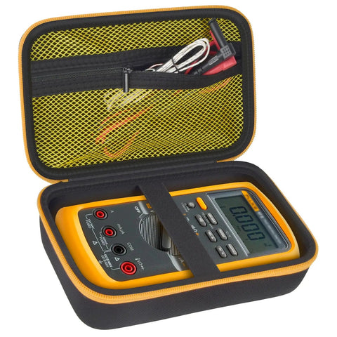 Hard Carrying Case For Digital Multimeters Like Fluke 87V 88V 15B Plus 17B Plus And More, open with multimeter inside