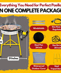 Outdoor Paella Burner And Stand Kit With 24 Inch Enamel Pan Dual Propane Stove Regulator Weatherproof Cover For Camping Crawfish Boil Tailgating And Big Outdoor Feasts