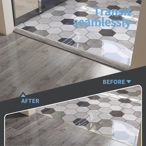 Peel And Stick Self Adhesive Vinyl Strip For Floor Gaps And Carpet Thresholds 10 Feet Long 1.57 Inches Wide Gray Durable PVC Transition Strip