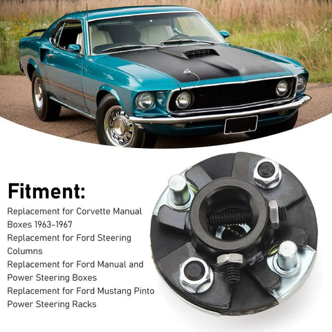 Bulletproof Steel Steering Coupler Joint Featuring 1 Inch DD Connection And Precise 36 Splines Heavy Duty Metal Rag Joint close-up with fitment details.