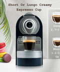 Nespresso Compatible Single Serve Espresso Machine One Touch Quick Brew Coffee Maker Compact 27oz Removable Tank Adjustable Drip Tray with brewed espresso