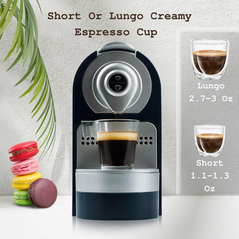 Nespresso Compatible Single Serve Espresso Machine One Touch Quick Brew Coffee Maker Compact 27oz Removable Tank Adjustable Drip Tray with brewed espresso