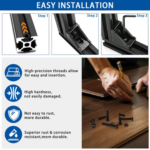 Beefy 296 Piece M3 M4 M5 T Nuts And Screws Set For Aluminum Extrusion Hardware Must Have Including 60 M3 T Nuts 60 M4 T Nuts 28 M5 T Nuts Plus M3 M4 M5 Screws In 8mm 10mm 12mm 16mm And 20mm Lengths, aluminum extrusion assembly steps