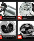 Close-up of premium quality components of starter motor for Hyundai Sonata, Santa Fe, Kia Optima 2010-2014 with sealed bearings and magnets.