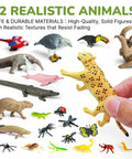 Rainforest Diorama Kit With 33 Pieces PVC animals and insects, including cheetah and parrot figures held in hand, showcasing realistic textures.