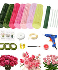Ultimate Pipe Cleaner Flower Kit With 700 Piece DIY Bouquet Craft Set With Chenille Stems, Tools, Tutorials, And Supplies For Beginners And Craft Lovers All In One, featuring assorted colored stems, crafting tools, and finished flower examples.
