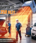 Electric Garage Heater 5000 Watt Ceiling Mount Shop Heater providing powerful heat in large auto workshop.