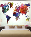 Watercolor World Map Tapestry For Home And Classroom Dope Educational Geography Wall Hanging Decor Colorful World Map Art