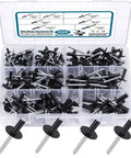 200Pcs Black Pop Rivets Kit With Case - Large Flange Aluminum Blind Rivets Set In Sizes 1/8 Inch, 3/16 Inch, 1/4 Inch For DIY