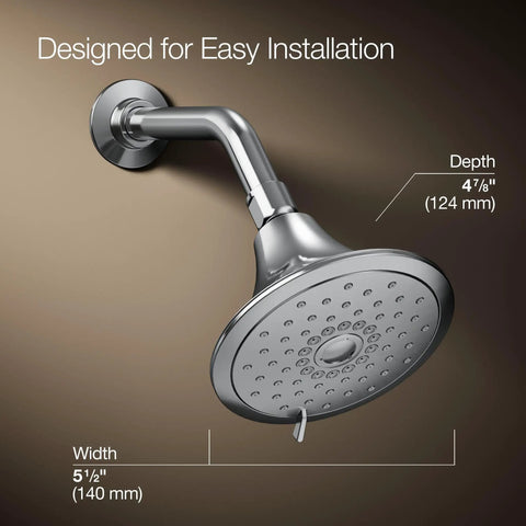 Forte Three-Function Showerhead With Full Coverage, Pulsating Massage, Silk Spray, 1.75 GPM Flow, wall-mounted view