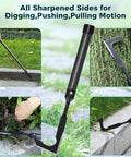 29 Inch Long Manual Crack Weeder For Sidewalk Crevices And Paver Edges Metal Handle Weed Puller Crevice Weeding Tool For Deck Boards Durable Manganese Steel Blade with sharp blade in use.