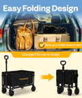 Collapsible Wagon Cart With All-Terrain Wheels, Lightweight Portable Folding Utility Wagon for Groceries, Sports, Garden, and Camping