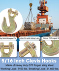 Four Pack Five Sixteenth Inch Heavy Duty Chain Hook Set With Grade 70 Forged Steel Clevis Grab Hooks For Transport Chain Tow And Trailer Use 5400 Lbs Working Load Limit Zinc Plated Yellow Chromate Finish Durable Truck Trailer Hooks on dock